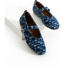 Neva'nın Butiği Serina Kot Kumaş Yuvarlak Burun Termo Taban Kadın Babet