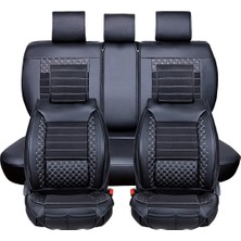 Opel Astra J Hb Yarı Deri Platin Serisi Oto Koltuk Kılıfı Tam Set Siyah-Beyaz