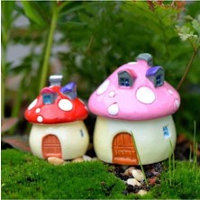 2'li Mantar Ev Teraryum Obje Minyatür Obje Saksı Süsü Teraryum Malzemeleri