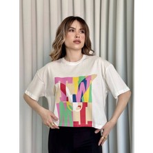 Baskılı Crop Tişört