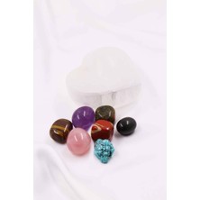 Selenit Taşı Kalp - Yıldız Kase Içerisinde Çakra Taşlarından Tamburlanmış/tımbıl Doğal Taş 7'li Set