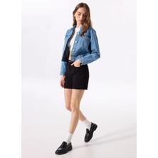 Mustang Standart Bel Normal Siyah Kadın Denim Şort Jodıe - 1110
