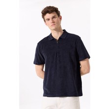 Fabrika Düz Lacivert Erkek Polo T-Shirt F5SM-TST 2776