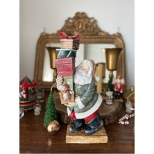 El Boyaması Hediye Paketli Noel Baba Biblo Dekor - Yılbaşı Dekor Çok Renkli