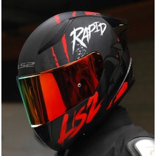 Ls2 Rapıd 2 Race Raven Kırmızı Kapalı Motosiklet Kaskı Kırmızı Camlı