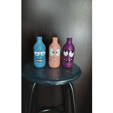 El Boyaması Dekoratif Cam Şişe Eğlenceli Yüzler