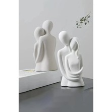Dekoratif Obje Biblo Lovers Büyük Boy Heykel Çift Figürü - Iskandinav Tarzı Minimalist