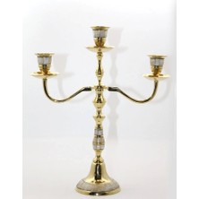 Pirinç Sedefli 3'lü Şamdan 19124 - Lisinya