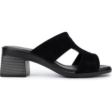 Tamer Tanca Kadın Siyah Süet Topuklu Terlik 956 12126 Bn Trlk Y25 Sıyah Suet