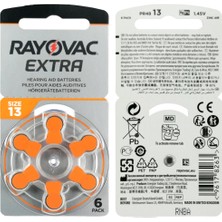 Rayovac Extra 13 Numara Işitme Cihazı Pili (5 Paket x 6 Adet = 30 Adet Pil) + Hediye Işitme Cihazı Nem Alıcı Tablet