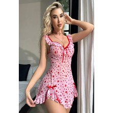 Candy Women Pembe Kalpli Gecelik