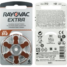 Rayovac Extra 312 Numara Işitme Cihazı Pili (10 Paket x 6 Adet = 60 Adet Pil) + Hediye Işitme Cihazı Nem Alıcı Tablet