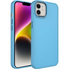 Zore Apple iPhone 12 Kılıf Metal Çerçeve ve Buton Tasarımlı Silikon Luna Kapak-Sierra Mavi