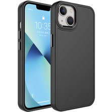 Zore Apple iPhone 14 Plus Kılıf Metal Çerçeve ve Buton Tasarımlı Sert Botox Kapak-Siyah