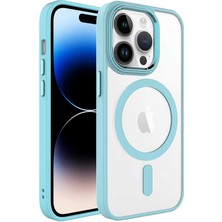 Zore Apple iPhone 14 Pro Max Kılıf Wireless Şarj Özellikli Krom Magsafe Silikon Kapak-Yeşil