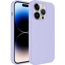 Zore Apple iPhone 13 Pro Max Kılıf Magsafe Wireless Şarj Özellikli Pastel Renk Silikon Plas Kapak-Lila