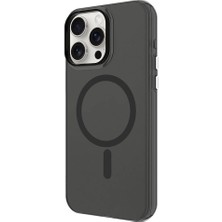 Zore Apple iPhone 15 Pro Kılıf Magsafe Şarj Özellikli Buzlu Transparan C-Pro Sert Kapak-Renksiz