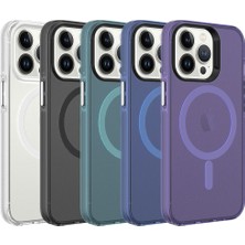 Zore Apple iPhone 13 Pro Kılıf Magsafe Şarj Özellikli Buzlu Transparan C-Pro Sert Kapak-Yeşil