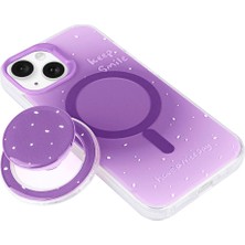 Zore Apple iPhone 15 Kılıf Magsafe Şarj Özellikli Tak-Çıkar Pop Soketli Tiktok Kapak-Pembe Koyu