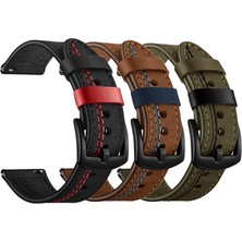 Zore ​​galaxy Watch 46MM (22MM) Uyumlu Krd-19 Deri Kordon Zore - Siyah