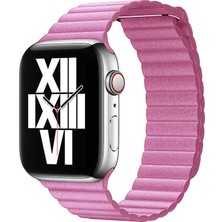 Watch Ultra 49MM Kordon Uyumlu Krd-09 Deri Lop Strap Kayış Zore - Pembe
