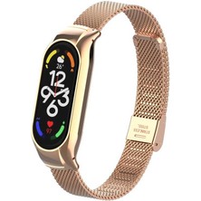 Zore Xiaomi Mi Band 7 Uyumlu Krd-06 Metal Kordon Zore - Rose Gold
