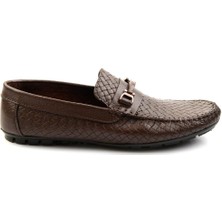 Bambi Kahve Baskılı Leather Erkek Loafer Ayakkabı E01623202003