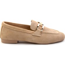 Bambi Vizon Süet  Deri Kadın Loafer Ayakkabı K01763071002