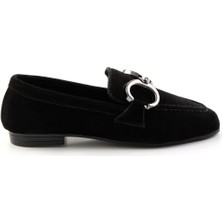 Bambi Siyah Süet  Deri Kadın Loafer Ayakkabı K01763771002
