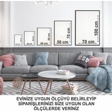 Tablom TR Metal Çerçeveli Camlı  Amazon Mavisi Paspartulu 3'lü Dekoratif Tablo Seti