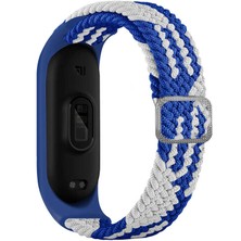 Xiaomi Mi Band 4 Uyumlu Krd-49 Örgü Kordon Zore - Mavi-Beyaz