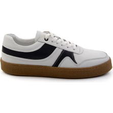Bambi Beyaz Lacivert Leather Erkek Sneaker E01585002603