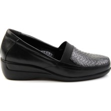 Bambi Siyah Leather Kadın Dolgu Topuklu Ayakkabı K01531251303