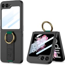Zore Galaxy Z Flip 6 Kılıf Kamera Korumalı Yüzüklü Flip Ring Kıpta Kapak-Siyah
