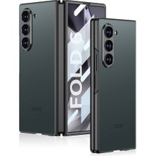 Zore Galaxy Z Fold 6 Kılıf Titanyum Metal Tasarımlı Kıpta Caz Kapak-Gri-Yeşil