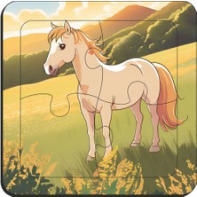 Eğitici & Öğretici Sevimli Hayvanlar Serisi 4 Parça 4 Adet Ahşap Puzzle Yapboz Seti