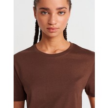 31791 Bisiklet Yaka T-Shirt-Açık Kahve
