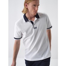 Erkek Beyaz Regular Fit Pamuklu Polo Yaka Tişört