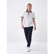 Erkek Beyaz Regular Fit Pamuklu Polo Yaka Tişört