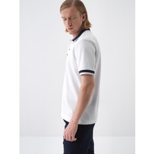 Erkek Beyaz Regular Fit Pamuklu Polo Yaka Tişört