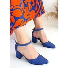 Kazax Mulen Mavi Cilt Topuklu Ayakkabı