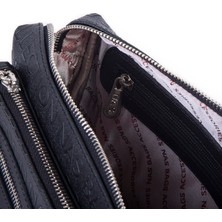 Nas Bag Günlük Çok Gözlü Çanta (En: 26 cm  ; Boy:17 Cm) Siyah Gofraj