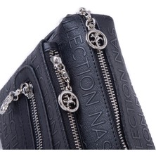 Nas Bag Günlük Çok Gözlü Çanta (En: 26 cm  ; Boy:17 Cm) Siyah Gofraj