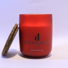 Sandal Kokulu Soya Wax Mum, Kök Çakra, Kırmızı Kavanoz, Ahşap Fitil, Mantar Kapak