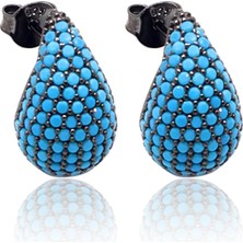 Midyat Nurtaş Gümüş Damla Kesim Firuze Taşlı 925 Ayar Gümüş Kadın Küpe 201023917