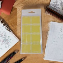 100 Adet Çiçek Motifli Dekoratif Kare Sarı Etiket Sticker (3.9cm x 3.9cm)