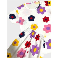 Aliş Kids Kız Çocuk Pamuklu Beyaz Papatya Çiçek Desenli Kısa Kollu Şortlu Yazlık Pijama Takımı