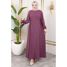 MecModest Yanları Bağcıklı Elbise Mürdüm