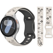 Sneezy Samsung Galaxy Watch 4 5 Serisi ile Uyumlu Floraflex Çiçek Desenli Silikon Kordon