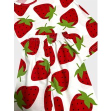 Aliş Kids Kız Çocuk Pamuklu Beyaz Çilek Desenli Kısa Kollu Şortlu Yazlık Pijama Takımı